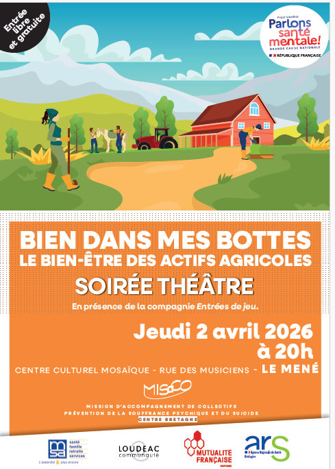 Soirée théâtre "Bien dans mes bottes, le bien-être des actifs agricoles" Affiche